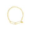 Push Lock Paper Clip Bracelet with Bead Charm