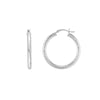Sterling Silver 3mm x 30mm Diamond-Cut Hoop Earrings