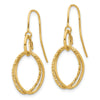 10K Polished and Textured Shepherd Hook Dangle Earrings