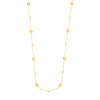 Sterling Silver Polished Bead and CZ Station Long Necklace