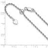 Sterling Silver RH-plated Adjustable 2mm D/C Rope Chain