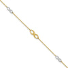 10K Two-tone Infinity 4-Station 9 inch Plus 1 inch Extender - Total 10 inch Anklet