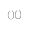 Sterling Silver Rope Twist Oval Tube Hoop Earrings