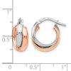 14K White Gold Rose-plated Polished Hoop Earrings
