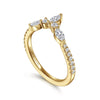 Curved 14K Yellow Gold Marquise and Round Diamond Anniversary Band