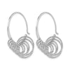 Sterling Silver RH-plated Polished and Laser-cut Hoop Earrings