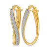 14K Polished Glimmer Infused Oval Twist Hoop Earrings