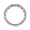 14K White Gold Vintage Inspired Marquise and Round Diamond Anniversary Band