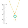 Lt.Turquoise Enamel Key Necklace with Diamonds