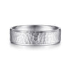 14K White Gold 6mm - Men's Wedding Band in Hammered Finish
