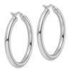 10K White Gold Polished Hinged Hoop Earrings