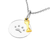 Sterling Silver Paw Disc Necklace with Dog Bone