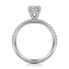 14K White Gold Oval Hidden Halo Diamond Engagement Ring