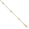 14K Diamond-cut Heart 5-Station 9 inch Plus 1 inch Extender - Total 10 inch Anklet