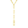 Diamond Trio Lariat Paper Clip Necklace