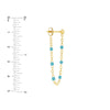 6 Beads Turq Enamel Front to Back Earrings