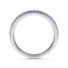 14K White Gold Micro Pavé Channel Diamond Wedding Band with Milgrain
