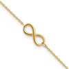 10K Polished Infinity 9 inch Plus 1 inch Extender - Total 10 inch Anklet