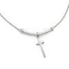 Sterling Silver RH-plated Polished Cross w/1in ext. Necklace