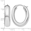 Sterling Silver RH-plated Polished Oval Hoop Earrings