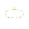 Tri-Color Satin and Polished Bead Adjustable Anklet