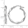 Sterling Silver RH-plated Polished Twisted Hoop Earrings