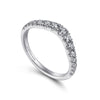 Curved 14K White Gold French Pavé Set Diamond Wedding Band