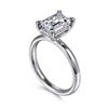 14K White Gold Emerald Cut Solitaire Diamond Engagement Ring