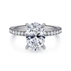 14K White Gold Oval Hidden Halo Diamond and Engagement Ring