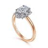 Unique 14K White-Rose Gold Halo Diamond Engagement Ring
