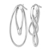 Sterling Silver RH-plated Polished Twisted Oval Hoop Earrings