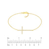 Plated Sterling Silver Long CZ Cross Bracelet