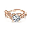 14K Rose Gold Floral Round Diamond Engagement Ring