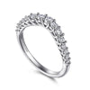 Curved 14K White Gold Shared Prong Diamond Wedding Band