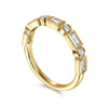 14K Yellow Gold Bezel Set Baguette and Round Diamond Anniversary Band