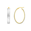 Plated Sterling Silver Diamond-Cut Oval Hoops