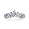 Curved-14K White Gold Round Pear Shaped and Marquise Diamond Anniversary Band