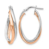 14K Rose and White Gold Polished Fancy Hoop Earrings