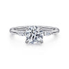 14K White Gold Round Three Stone Diamond Engagement Ring