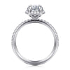 14K White Gold Oval Hidden Halo Diamond Engagement Ring
