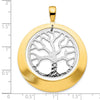 Sterling Silver RH-plat and Gold-tone Textured Tree Pendant
