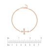 Plated Sterling Silver Sideways CZ Cross Bracelet
