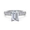 14K White Gold Emerald Cut Diamond Engagement Ring