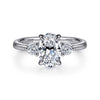 14K White Gold Oval Three Stone Diamond Engagement Ring