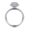 14K White Gold Round Hidden Halo Diamond Engagement Ring