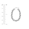 Sterling Silver Beaded and Textured Twisted Hoop Earrings