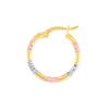 Tri-Color Diamond-Cut Patterned Hoop Earrings