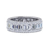 Wide 14K White Gold Emerald Cut Fancy Diamond Anniversary Band