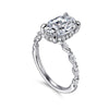 14K White Gold Oval Hidden Halo Diamond Engagement Ring