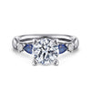 14K White Gold Round Five Stone Sapphire and Diamond Engagement Ring